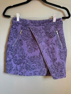 Urban Outfitters Purple Tapestry Asymmetrical Zip Mini Skirt